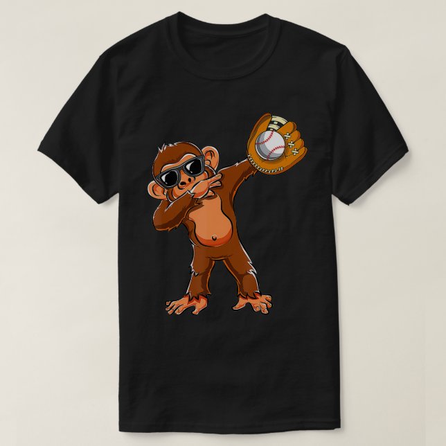 T-shirt Amateurs de singes Dabbing Dab Baseball Filles Gar (Design devant)