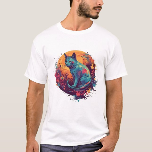 T-shirt amazing cat lover art  (Devant)