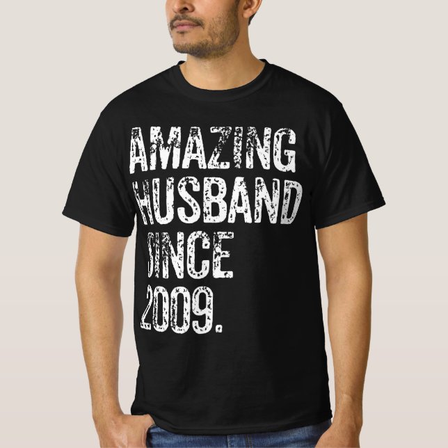 T-shirt Amazing Husband Since 2009 13 Years Wedding Annive (Devant)