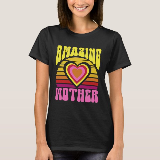 T-shirt Amazing Mother Cute Sunset Hearts Mother s Day Ret (Devant)