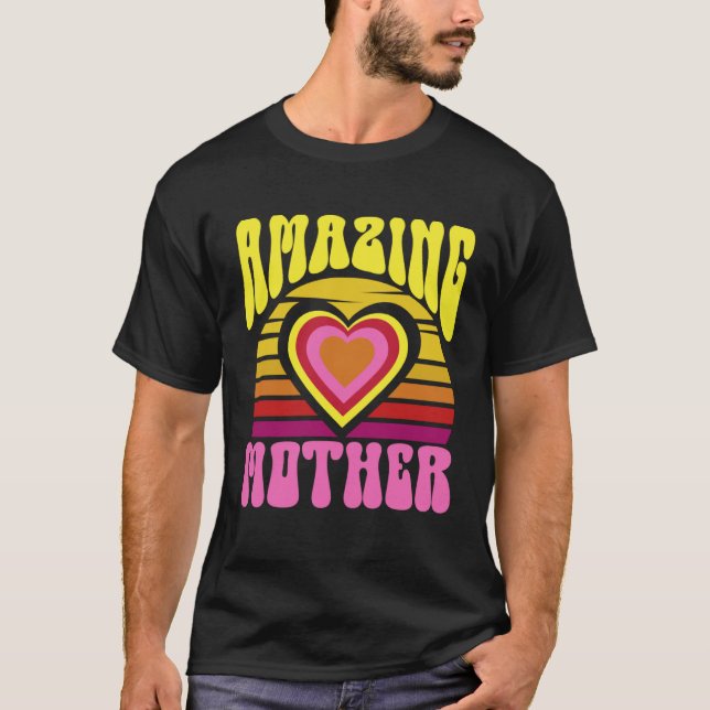 T-shirt Amazing Mother Cute Sunset Hearts Mother s Day Ret (Devant)