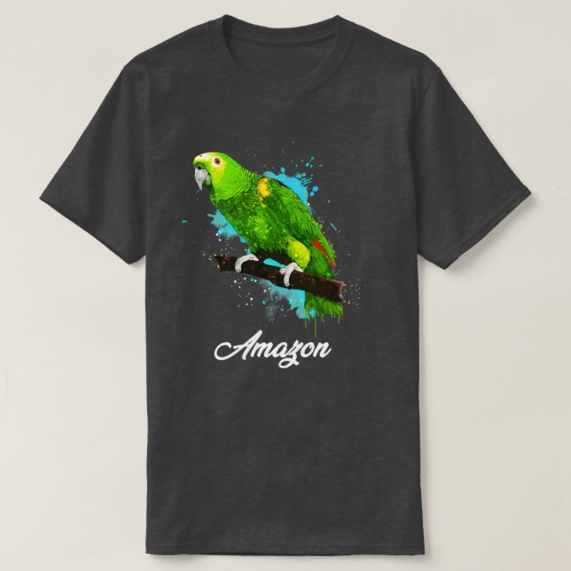 T-shirt Amazon Parrot In Watercolor (Design devant)