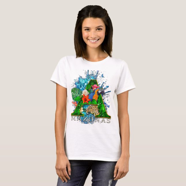 T-shirt Amazone faune et ait fleuri (Devant entier)