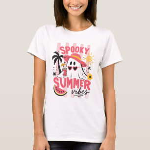 T-shirt Ambiance d'été effrayant Fantôme avec lunettes de