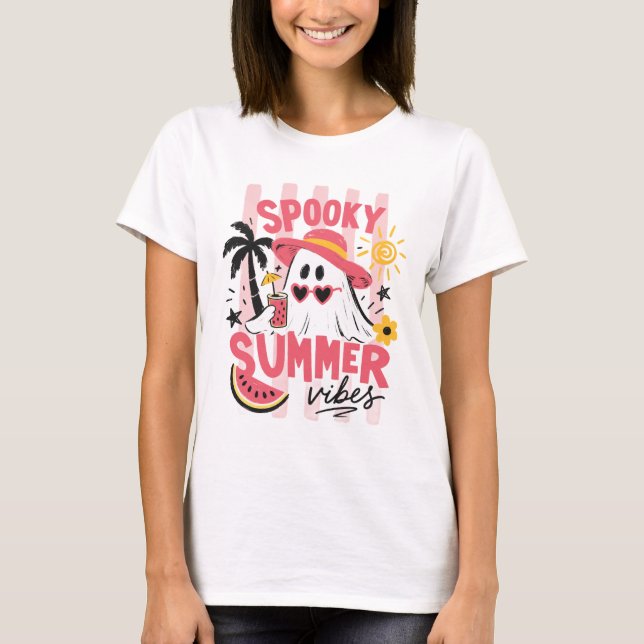 T-shirt Ambiance d'été effrayant Fantôme avec lunettes de  (Devant)