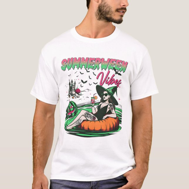 T-shirt Ambiance drôle de Summerween Citrouille Vacances S (Devant)