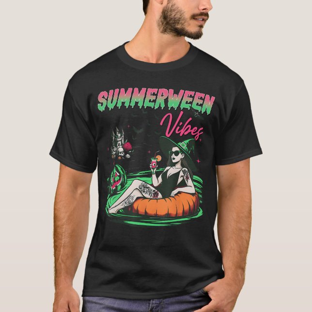 T-shirt Ambiance drôle de Summerween Citrouille Vacances S (Devant)
