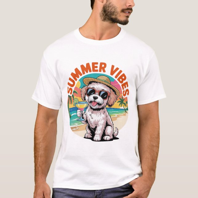 T-shirt Ambiance estivale Maltipoo (Devant)