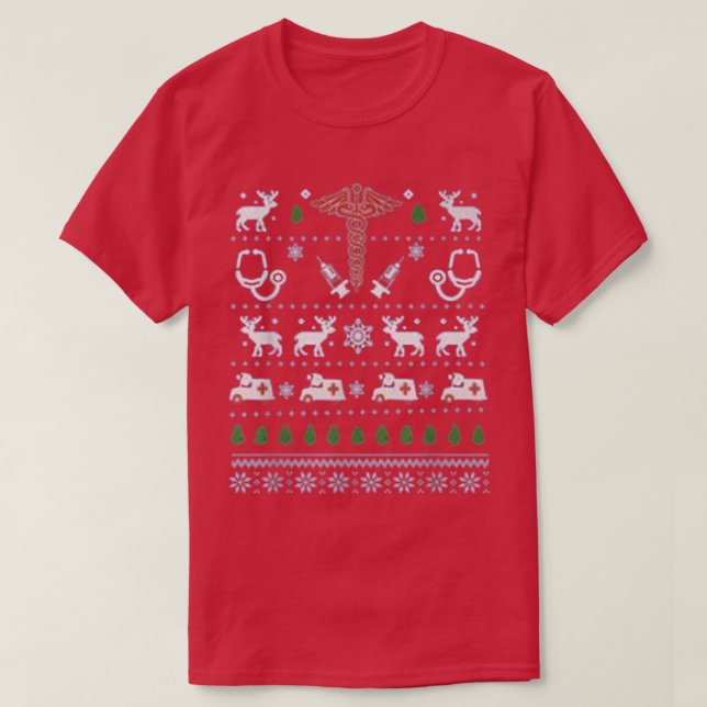 T-shirt Ambulance Arbre de Noël AMR Deer Xmas Neige (Design devant)