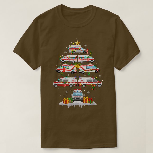 T-shirt Ambulance Christmas Tree AMR Funny (Design devant)