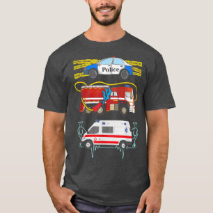 T-shirt Ambulance de camions de police premiers intervenan