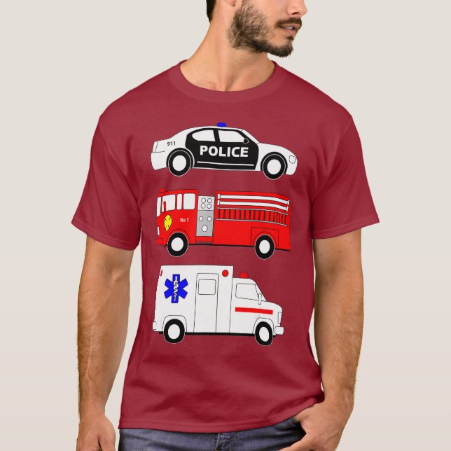 T-shirt Ambulance de camions de police premiers intervenan (Devant)