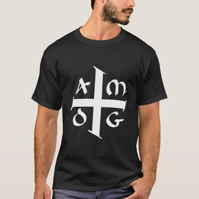 T-shirt Amdg Ad Majorem Dei Gloriam Petite Croix jésuite (Devant)
