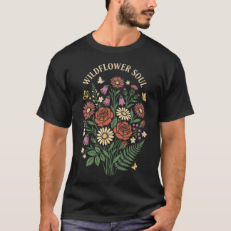 T-shirt Âme de Fleur Sauvage Papillon Botanique Floral