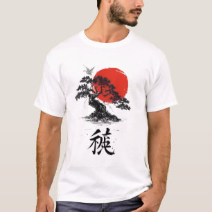 T-shirt Âme orientale – Bonsaï et Soleil levant