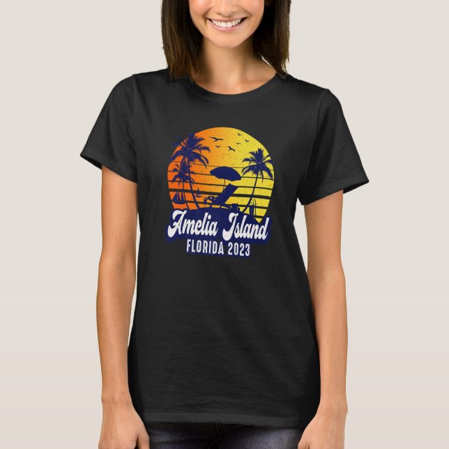 T-shirt Amelia Island 2023 Florida Sunset Beach Retro Prem (Devant)