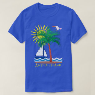 T-shirt Amelia Island Florida Palm Voilier et soleil