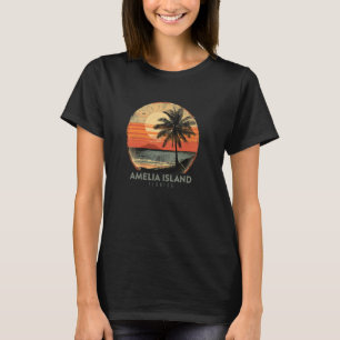 T-shirt Amelia Island Florida Plage Vintage Palm de vacanc
