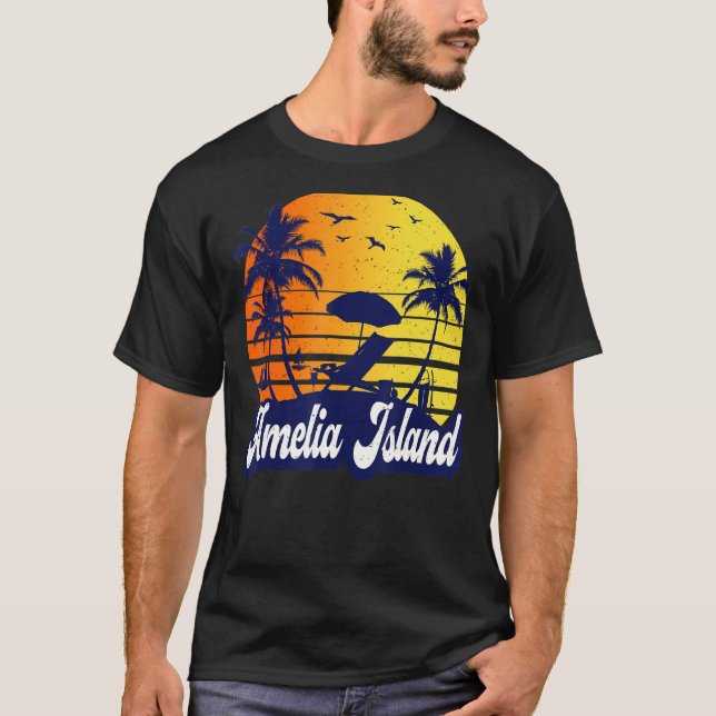T-shirt Amelia Island Floride Sunset Beach Retro (Devant)