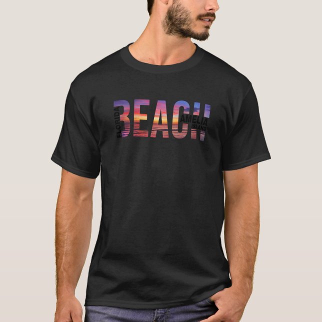 T-shirt Amelia Island Palm Trees Beach Floride Vacances Fa (Devant)