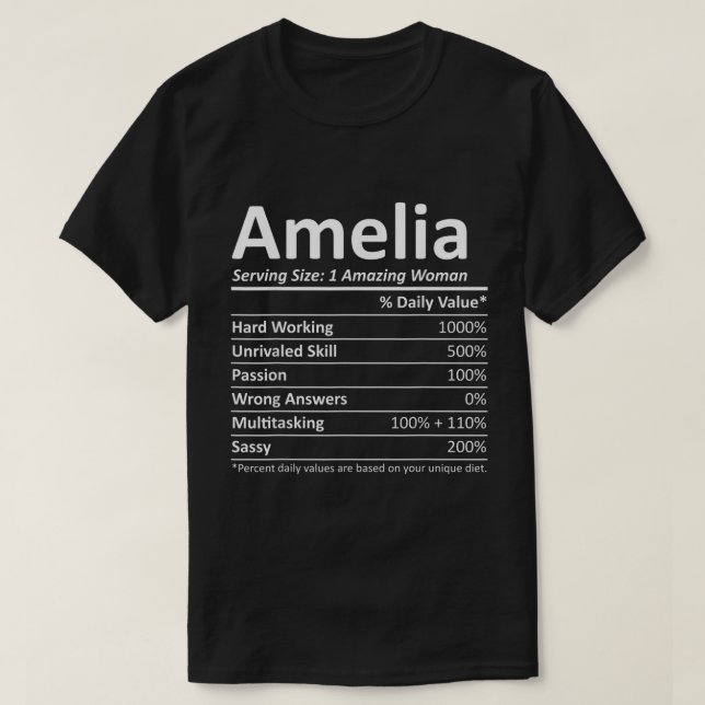 T-shirt AMELIA Nutrition Nom personnalisé Funny Noël (Design devant)