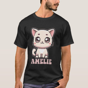 T-shirt Amelie Mignon Design de Chat pour Filles Nom Ameli