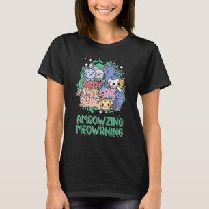 T-shirt Ameowning Meowrning Chat Maman Belle Chat Papa mig