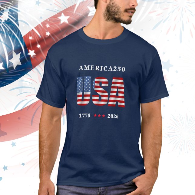 T-shirt AMERICA250 Célébration 1776-2026 (AMERICA250 1776-2026 Celebration T-Shirt - Mens Red White and Blue)
