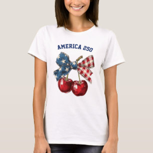 T-shirt America 250 Cerise Patriotique Vintage Drapeau amé