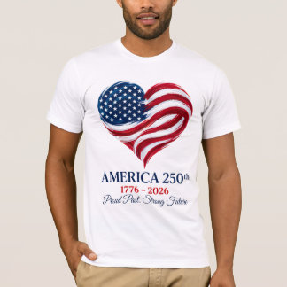 T-shirt America 250 Drapeau Cœur 1776-2026 Hommes 4 juille