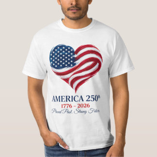 T-shirt America 250 Drapeau Cœur 1776-2026 Hommes 4 juille