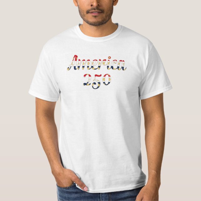 T-shirt America 250 rouge blanc bleu or  (Devant)