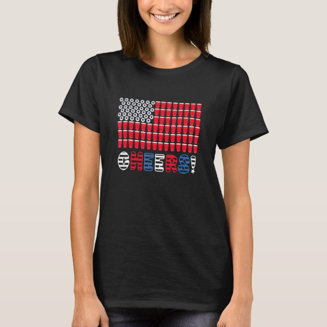 T-shirt America Beer 4th Of July Usa Flag  Cheers (Devant)