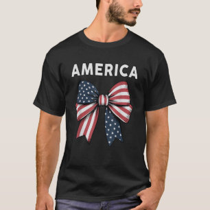 T-shirt America Coquette Bows USA Drapeau 4 juillet Ado fi