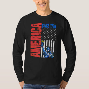 T-shirt America Drapeau 1776 Statue Liberty 4 Juillet Indé