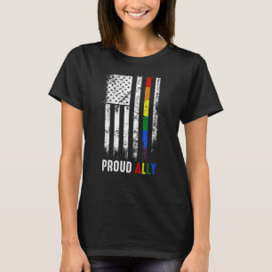 T-shirt America Drapeau Arc-en-ciel Fière Ally Lgbtq Lgbt
