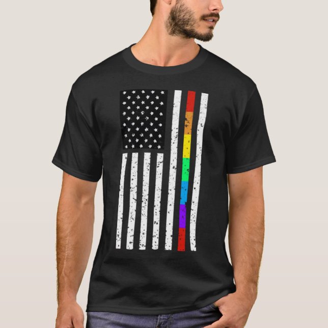 T-shirt America Drapeau LGBT Cadeau Gay pride USA (Devant)