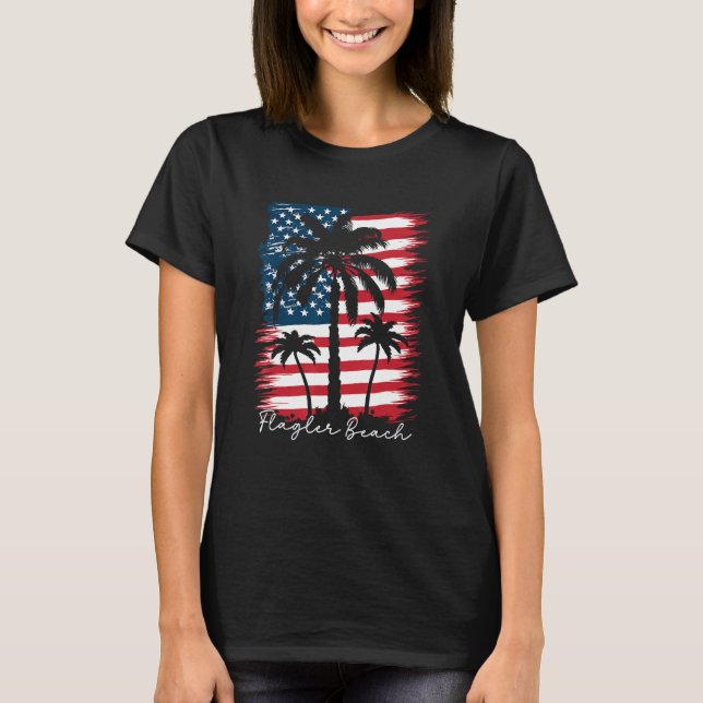 T-shirt America Drapeau Plage Palm Tree Vibe d'été 4 (Devant)