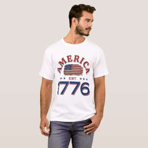 T-SHIRT AMERICA EST 1776 AMERICAN FLAG 4 JUILLET ÉVÉNEMENT