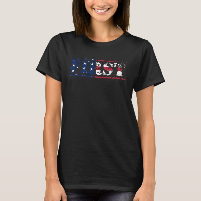 T-shirt America First Patriotic USA Fier American Juillet  (Devant)