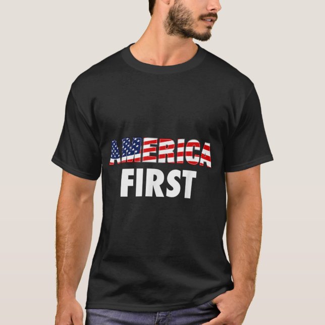 T-shirt America First USA Flag CloCompanies Business (Devant)