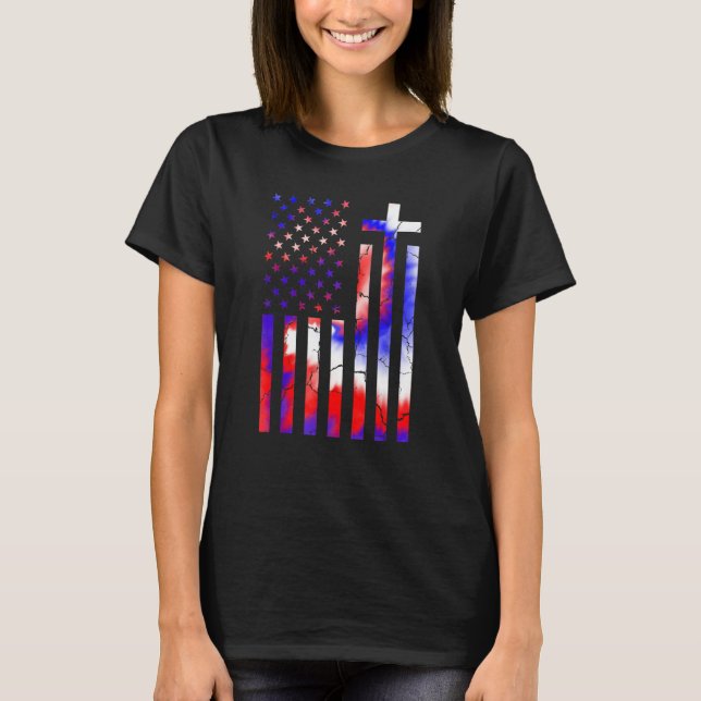 T-shirt America Flag Christian 4th Of July Tie Dye Women P (Devant)