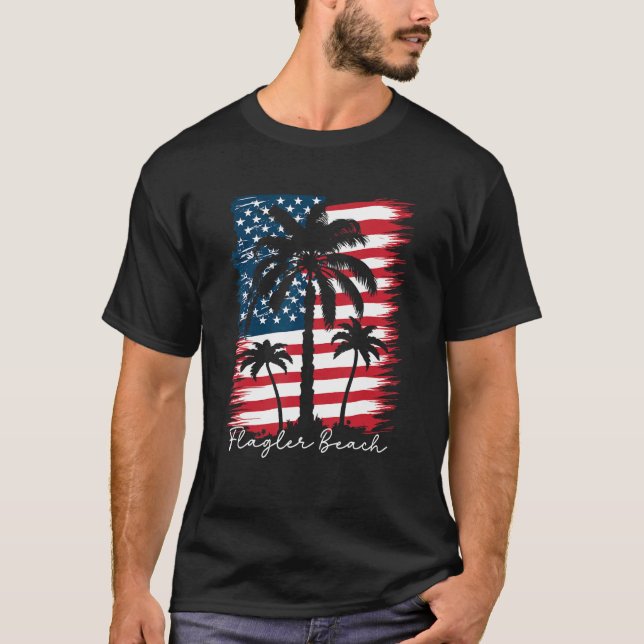 T-shirt America Flag Flagler Beach Palm Tree Summer Vibe 4 (Devant)