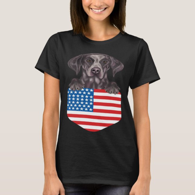 T-shirt America Flag German Shorthaired Pointer Dog In Poc (Devant)