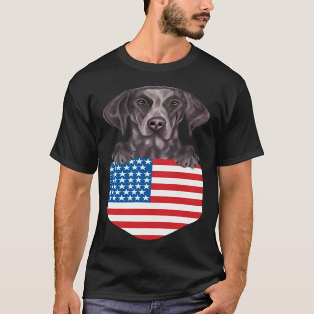 T-shirt America Flag German Shorthaired Pointer Dog In Poc (Devant)