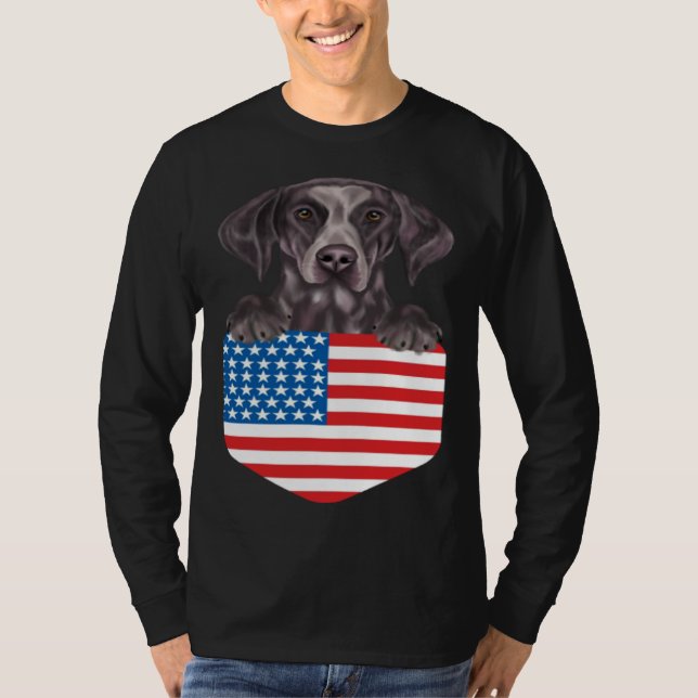 T-shirt America Flag German Shorthaired Pointer Dog In Poc (Devant)