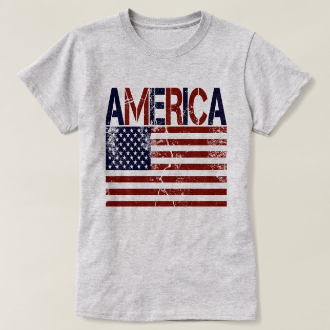 T-shirt America Flag Grungy (Design devant)