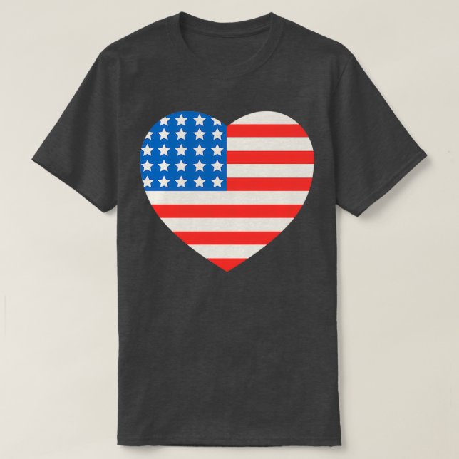 T-shirt America Flag Heart 4 juillet (Design devant)