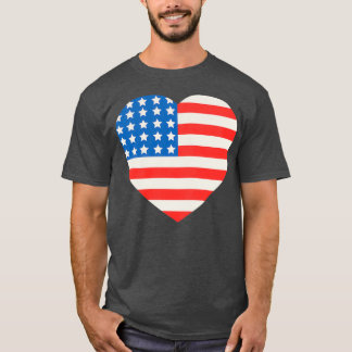 T-shirt America Flag Heart 4 juillet
