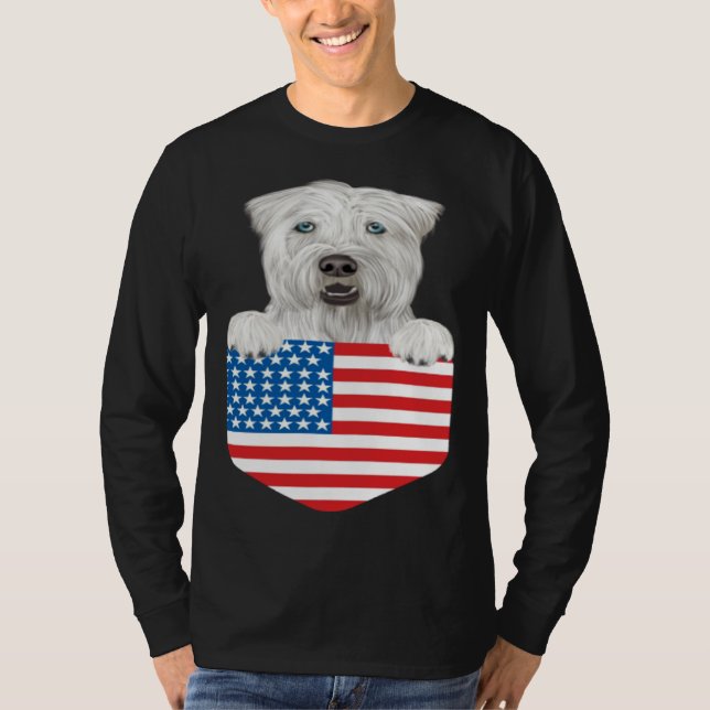 T-shirt America Flag Soft Coated Wheaten Terrier Dog In Po (Devant)